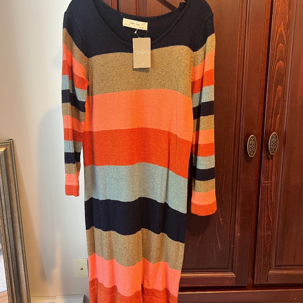 Anthropologie Isabella Sinclair Multi- colored Striped Sweater Dress Women's L